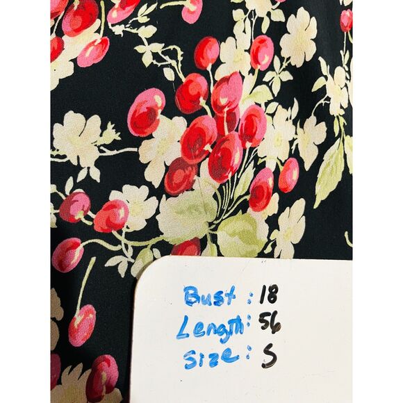 VTG maxi dress Y2K lace sherries empire waist asymmetric hem babydoll women S - Picture 10 of 10